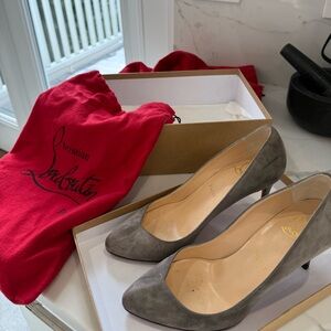 Christian Louboutin grey suede heels